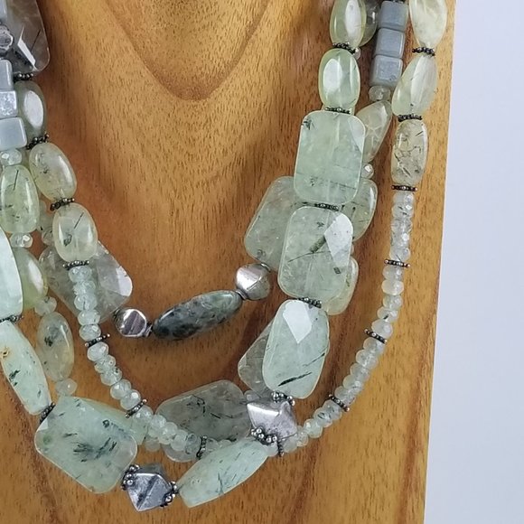 Green Rutilated Quartz Multi-Strand Necklace - Picture 2 of 4